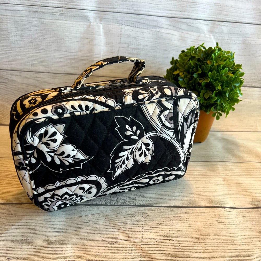 Vera Bradley Retired Midnight Paisley Print Blush & Brush Cosmetic Case